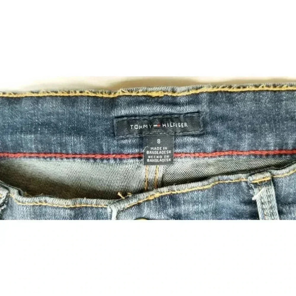 Tommy Hilfiger Size 8 Womens Embroidered Pocket Logo Blue Denim Jeans 28" Inseam - Picture 4 of 13